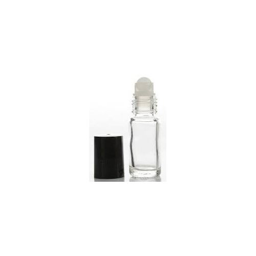 Glas Roll-on klar mit schwarzer Kappe, 5 ml