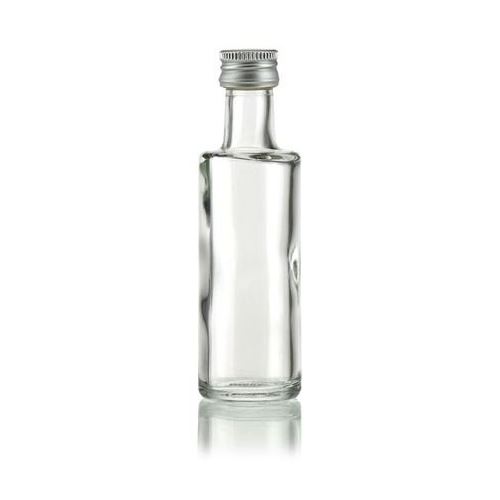 Glasminiflasche klar mit Aluminiumkappe, 40 ml