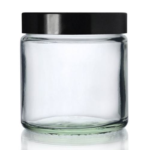 Glasbehälter für Creme mit schwarzem Deckel, 120 ml