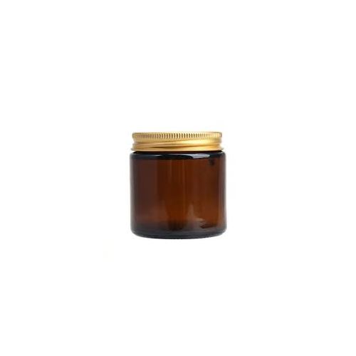 Brauner Glasbehälter mit goldenem Deckel, 120 ml