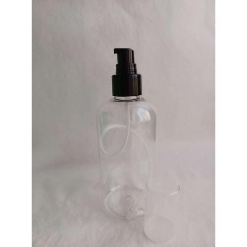 Kunststoffflasche klar mit schwarzer Pumpe, 250 ml