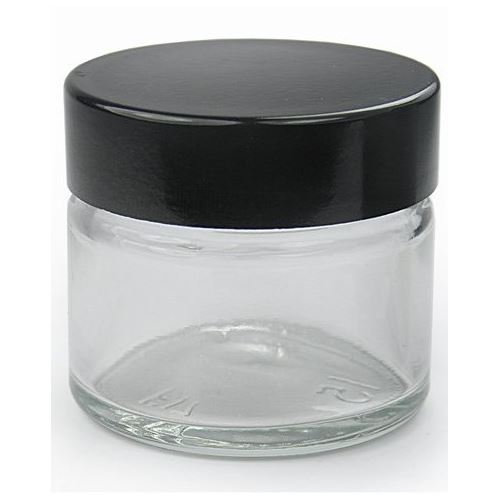 Glasbehälter für Creme, transparent, mit schwarzem Deckel, 15 ml