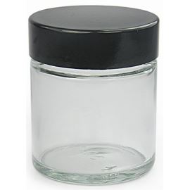 Glasbehälter für Creme, durchsichtig mit schwarzem Deckel, 30 ml