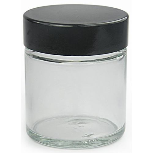 Glasbehälter für Creme, klar mit schwarzem Deckel, 30 ml