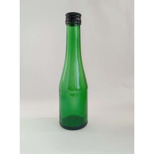 Glasflasche mit Aluminiumverschluss, grün, 190 ml