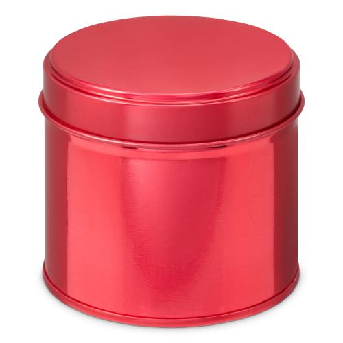 Blechdose mit Deckel rund rot, 250 ml