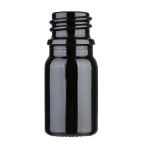 Schwarze Glasflasche ohne Verschluss, 5 ml